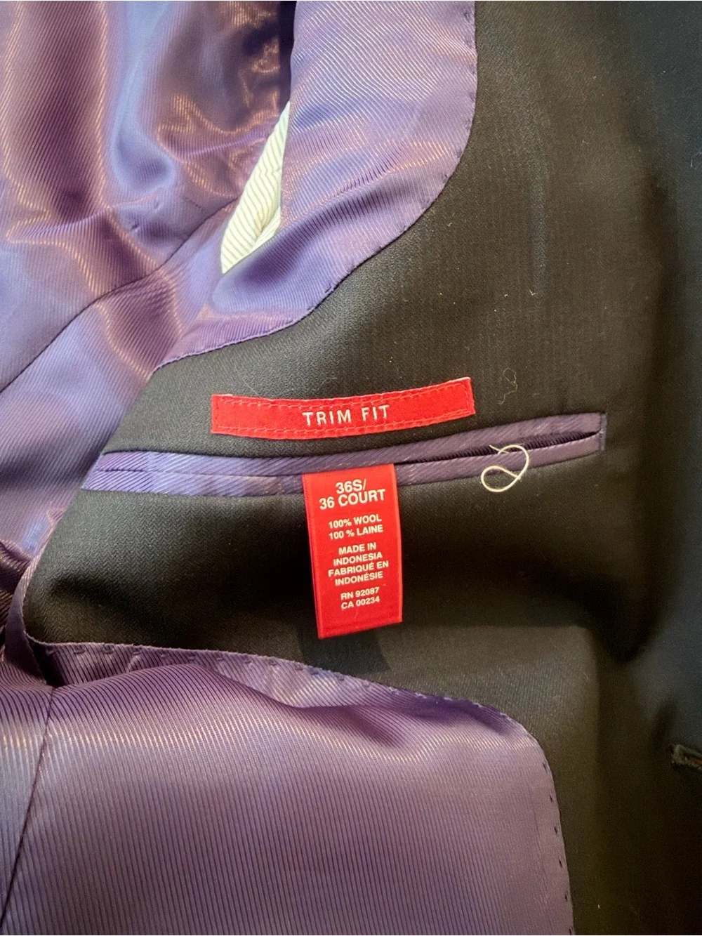 Men's Black Two-Button Suit with Purple Lining